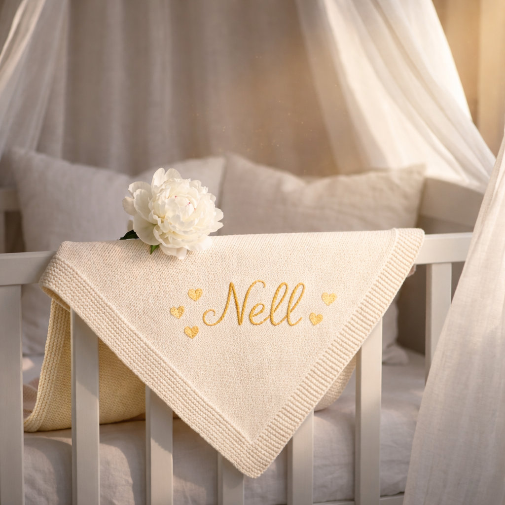 Couverture Bébé en Coton Personnalisée – Prénom & design