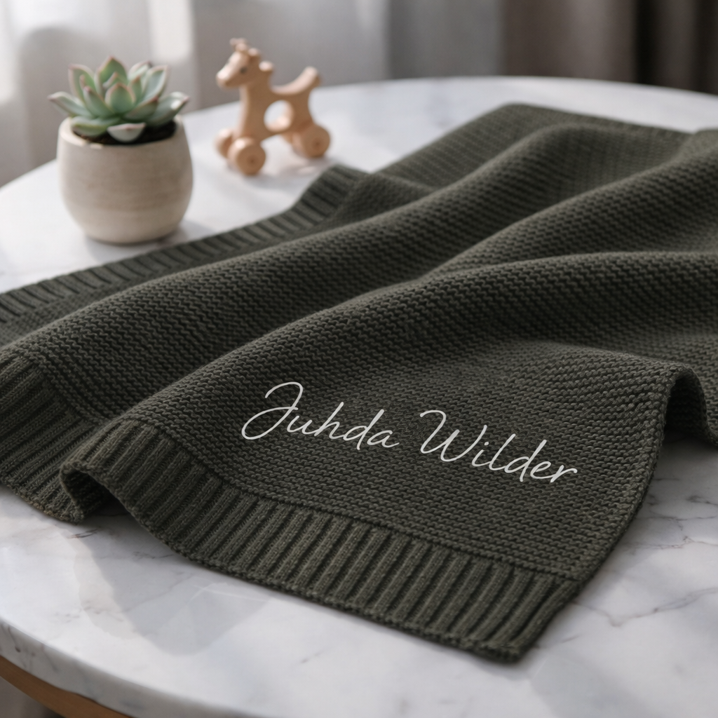 Couverture Bébé en Coton Personnalisée – Prénom & design