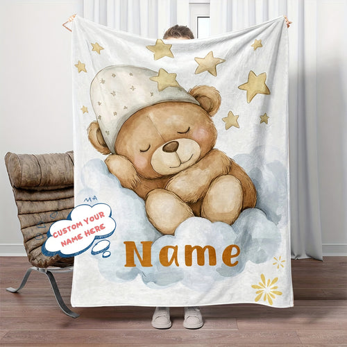 Couverture Bébé Personnalisable - Plaid doux petit ours