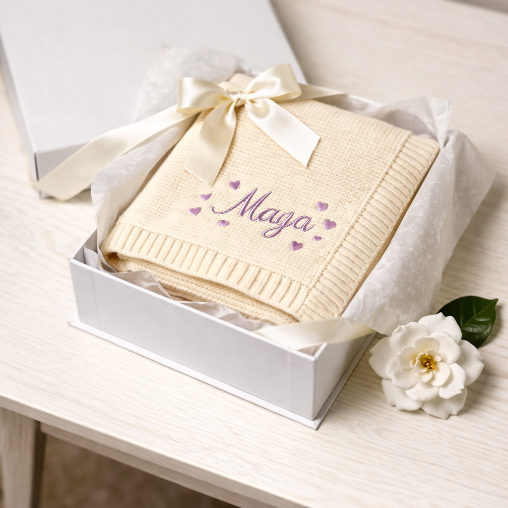 Couverture Bébé en Coton Personnalisée – Prénom & design