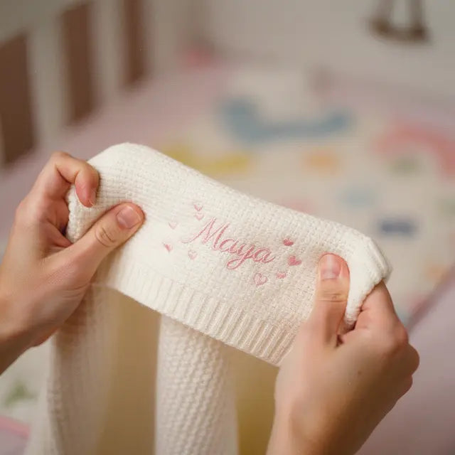 Couverture Bébé en Coton Personnalisée – Prénom & design