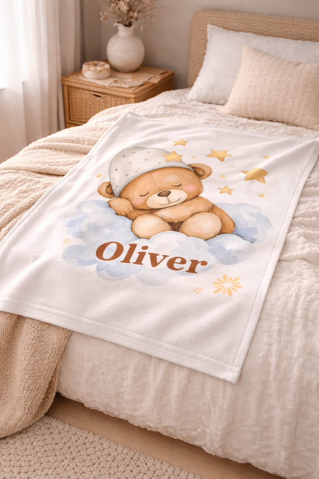 Couverture Bébé Personnalisable - Plaid doux petit ours