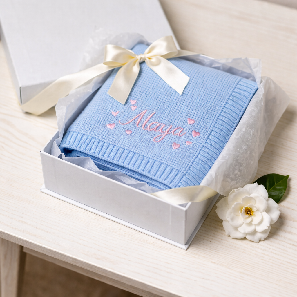 Couverture Bébé en Coton Personnalisée – Prénom & design