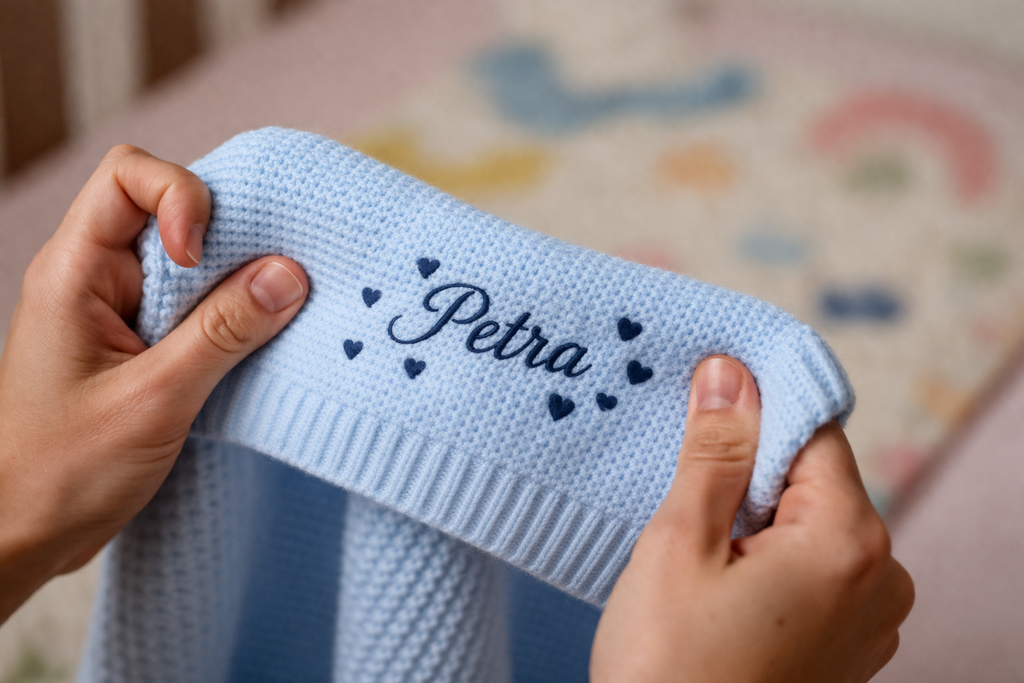 Couverture Bébé en Coton Personnalisée – Prénom & design