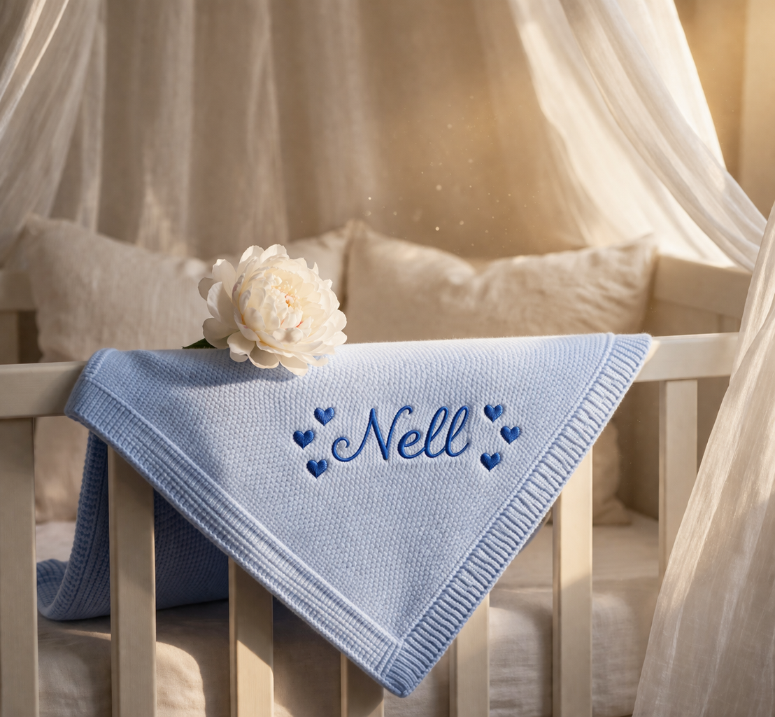 Couverture Bébé en Coton Personnalisée – Prénom & design