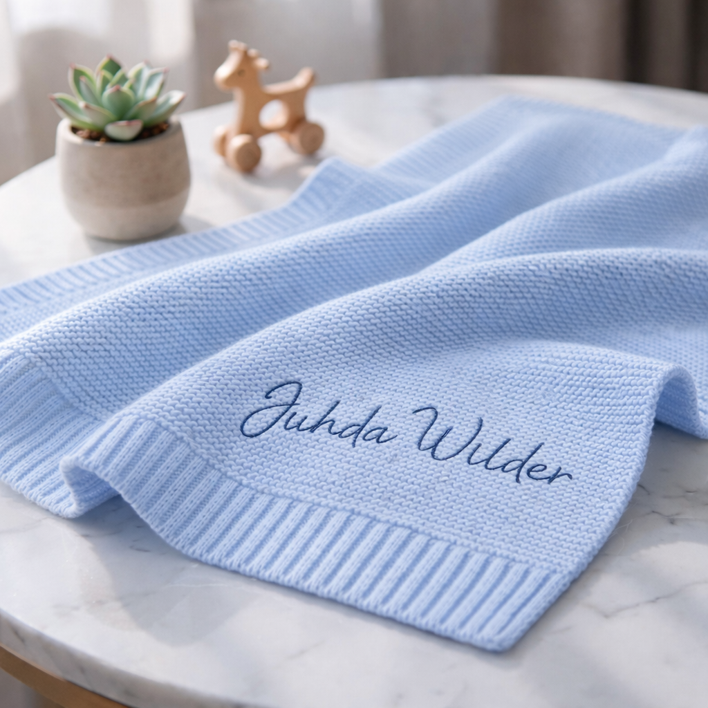 Couverture Bébé en Coton Personnalisée – Prénom & design
