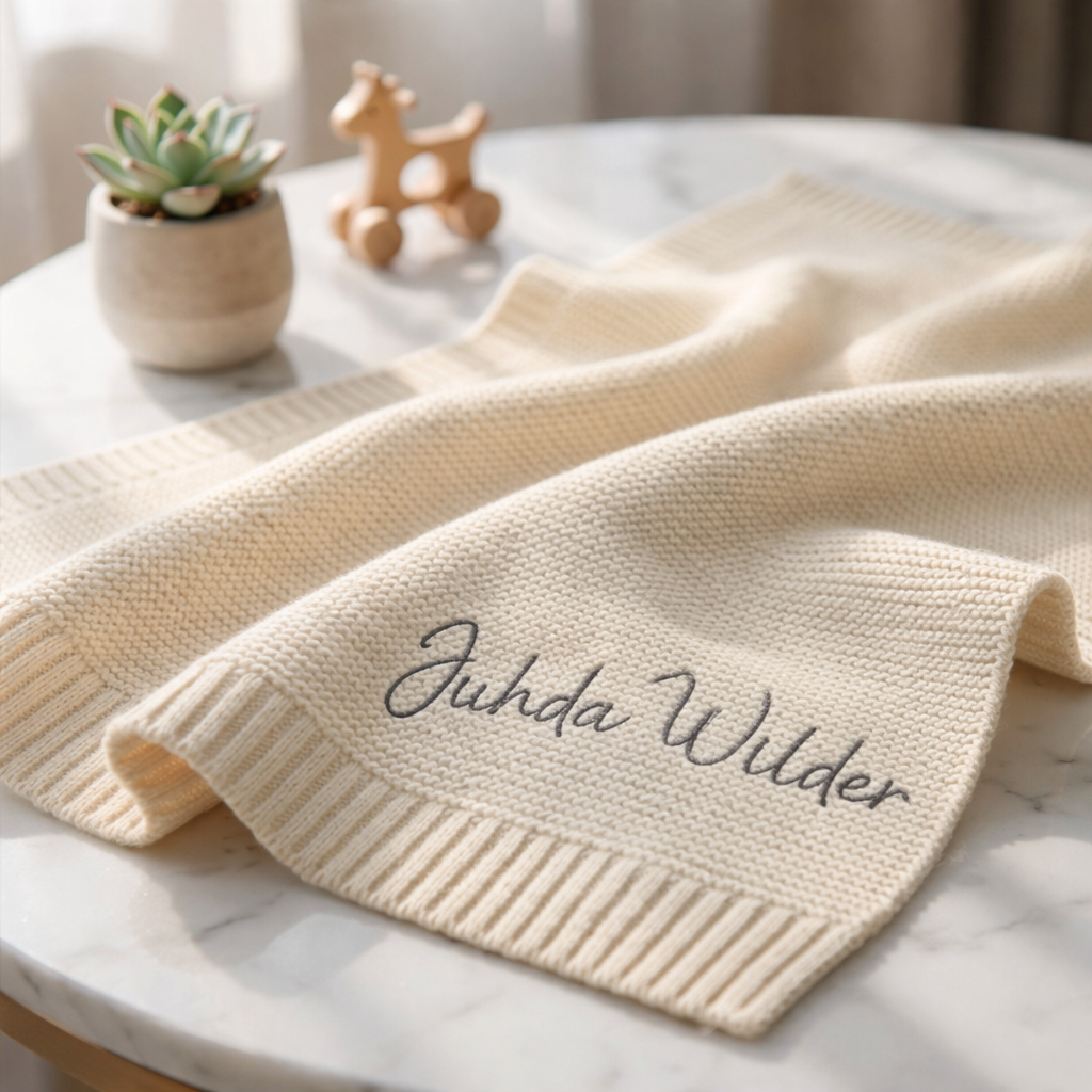 Couverture Bébé en Coton Personnalisée – Prénom & design