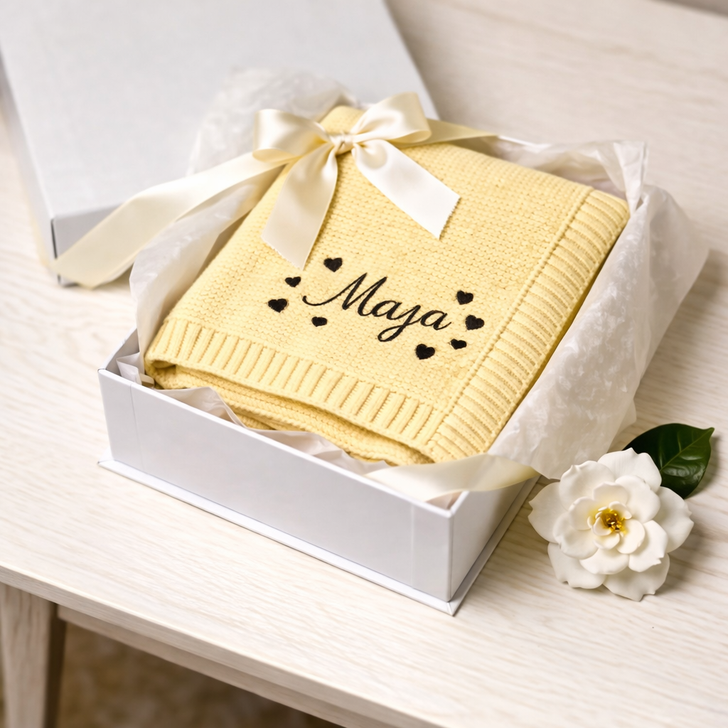 Couverture Bébé en Coton Personnalisée – Prénom & design