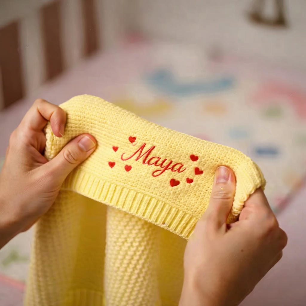 Couverture Bébé en Coton Personnalisée – Prénom & design