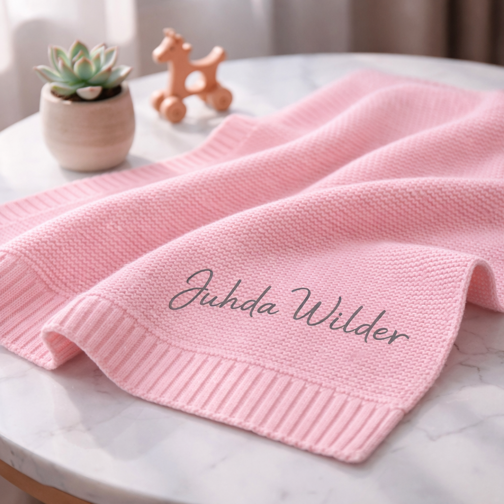 Couverture Bébé en Coton Personnalisée – Prénom & design
